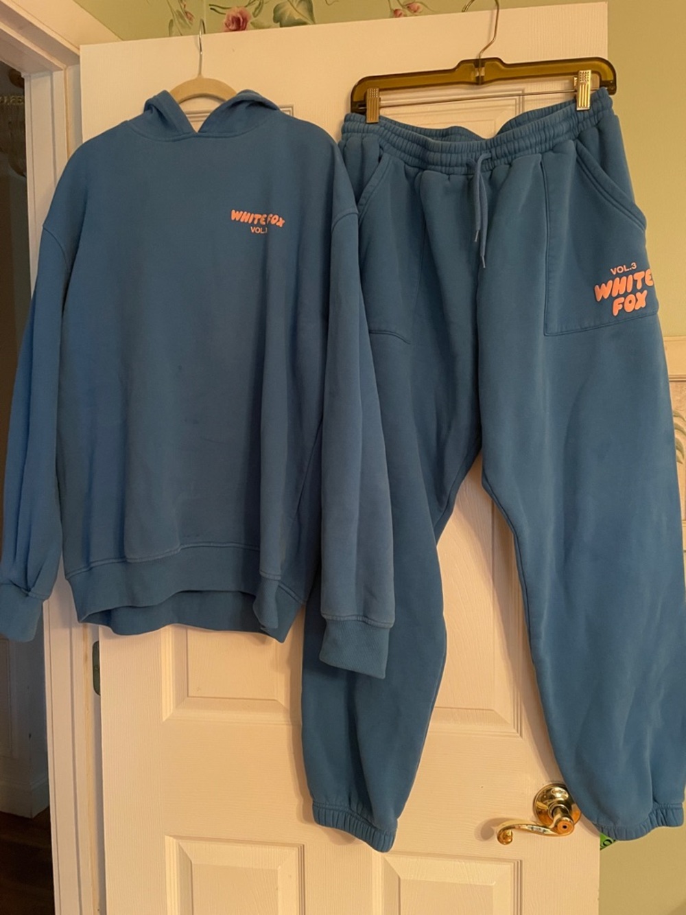 💙Blue White Fox Logo Hoodie & Sweatpants Set💙